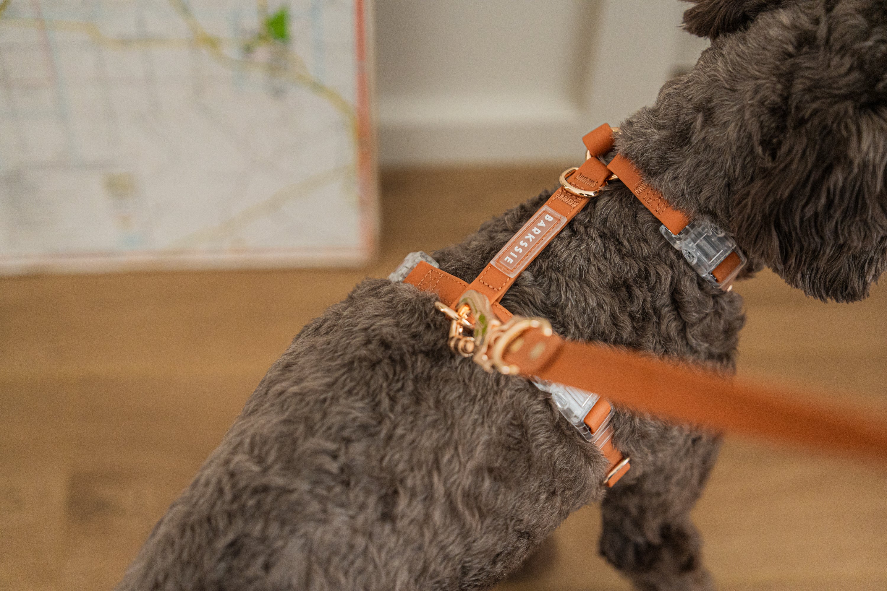 No Over-the-Head Dog Harness – Waterproof Vegan Fit (Golden Brown)