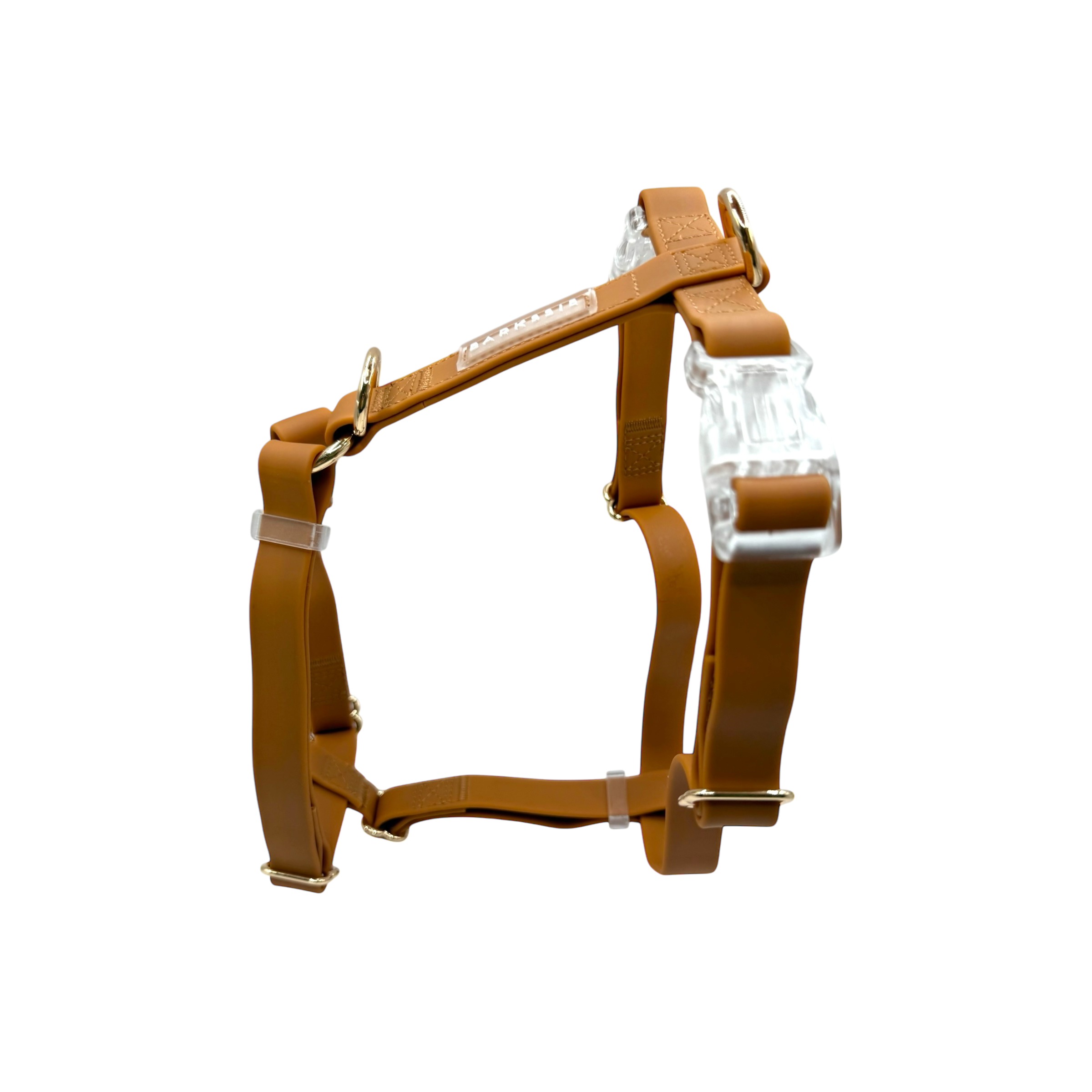 No Over-the-Head Dog Harness – Waterproof Vegan Fit (Golden Brown)